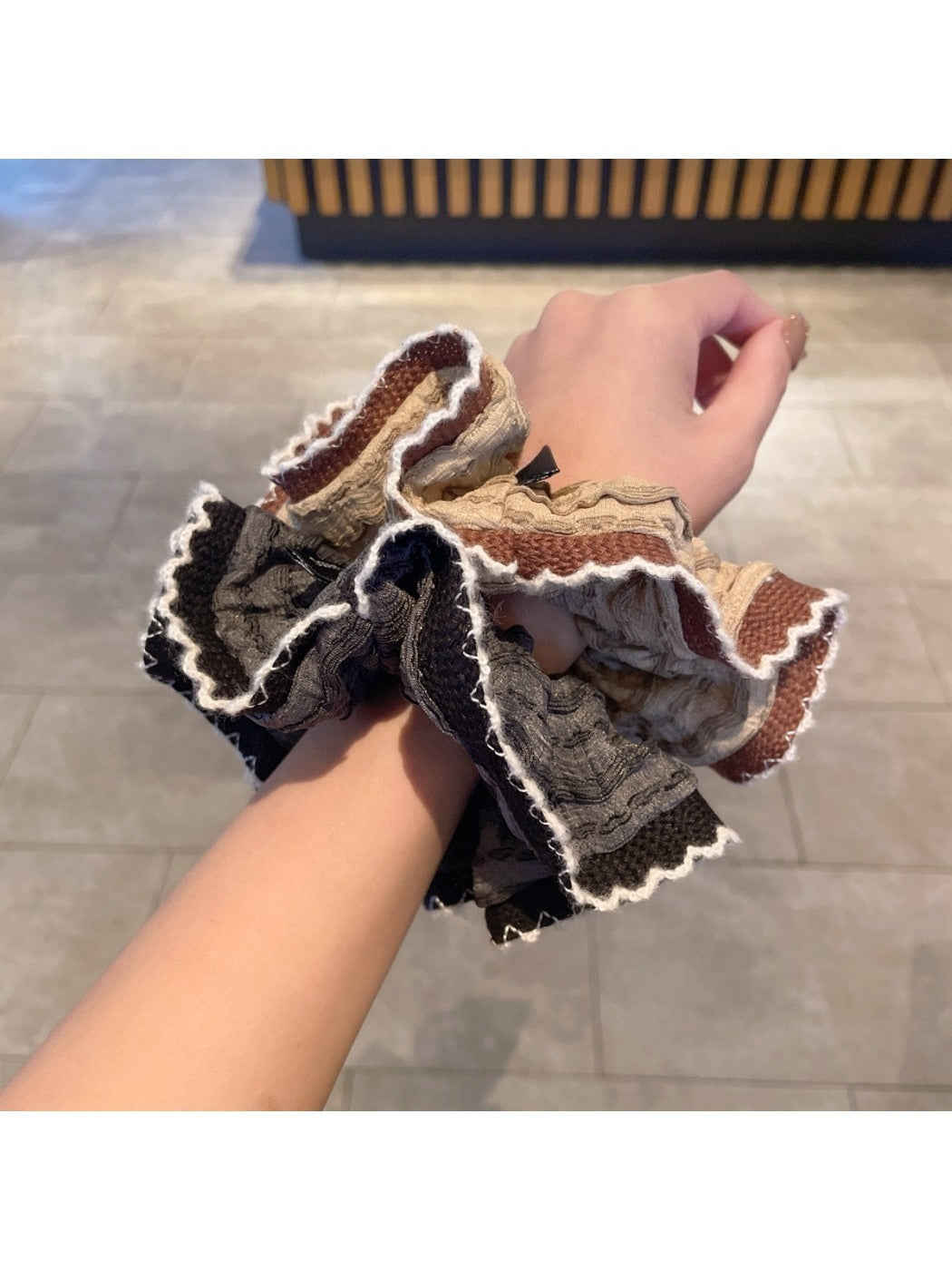 Gifty - Retro Patchwork Ruffle Scrunchie