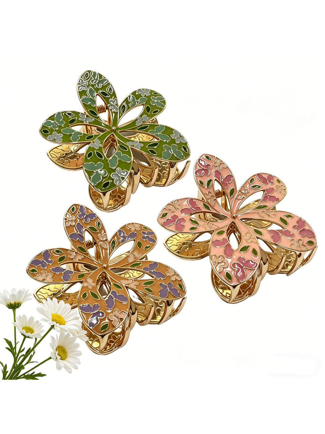 Beau - Openwork Butterfly Floral Hair Claw Clip
