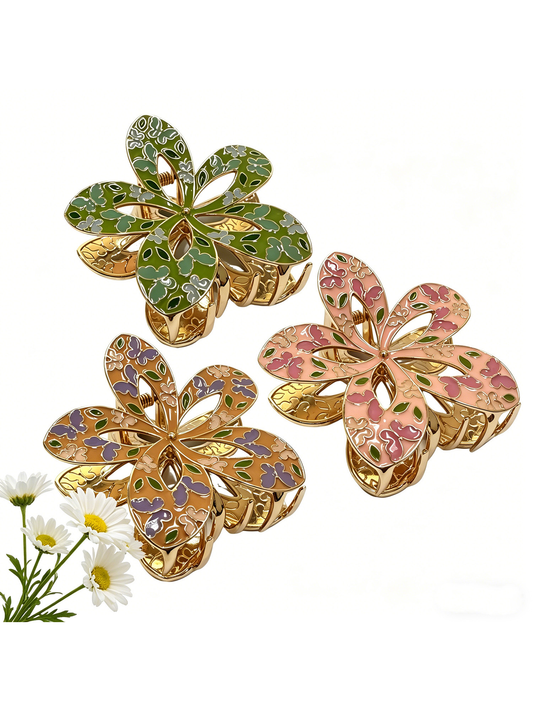Beau - Openwork Butterfly Floral Hair Claw Clip
