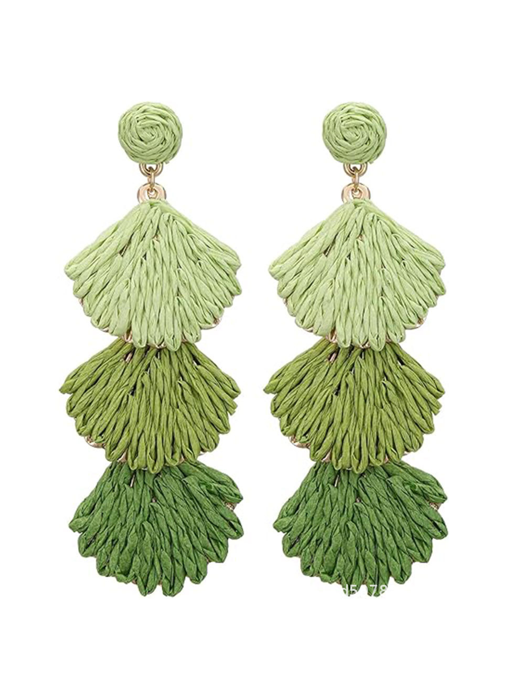 Earedge - Bohemian Shell Raffia Woven Drop Earrings