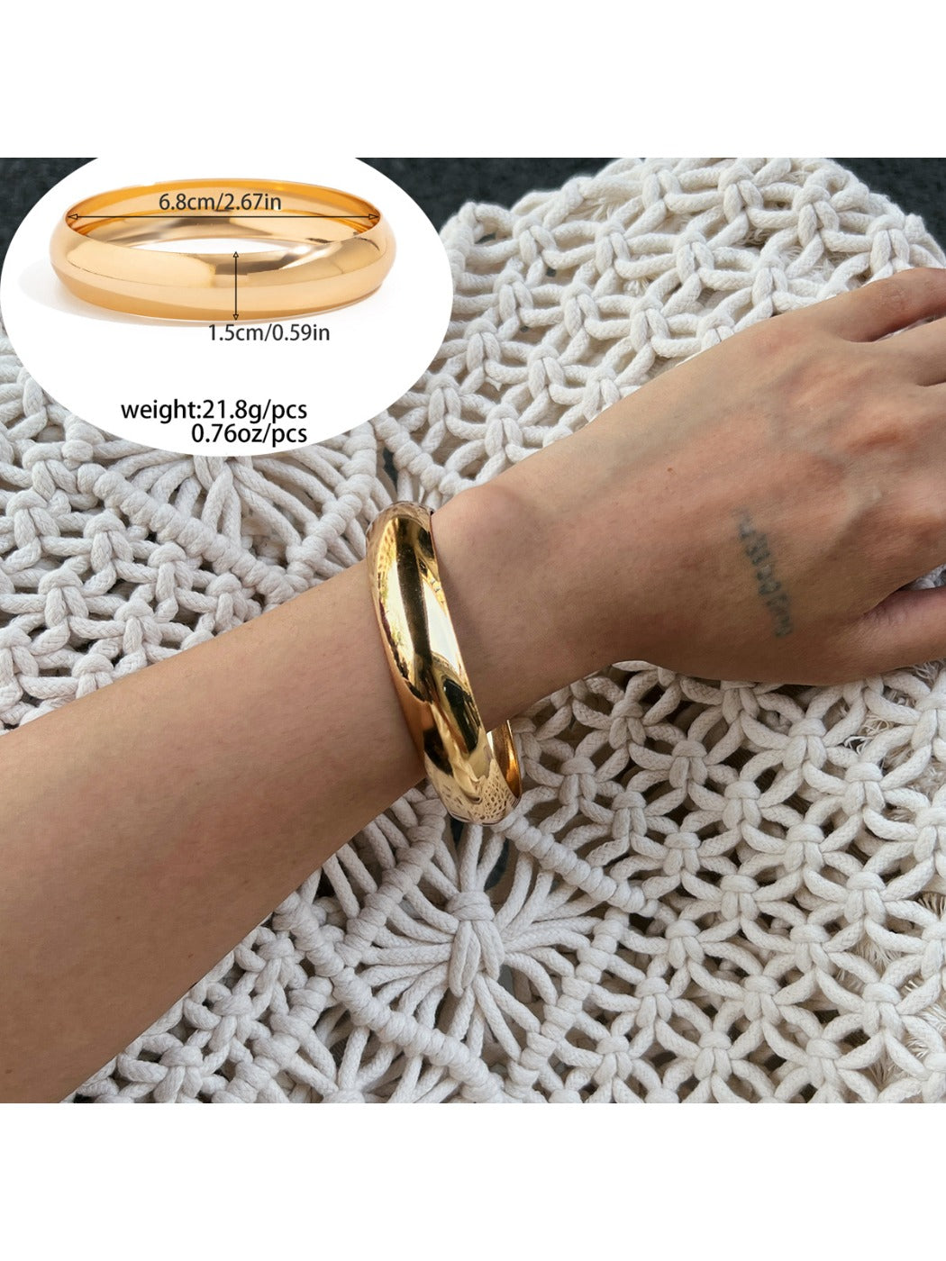 Lovra wide fit bracelet displayed flat highlighting its width and sleek design