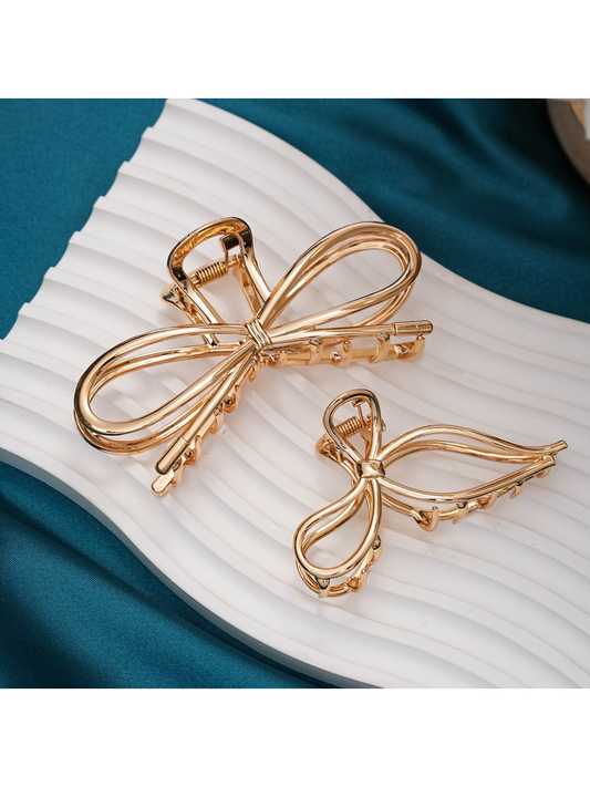 Beau - Bow Detail Geometric Metal Claw Hair Clip