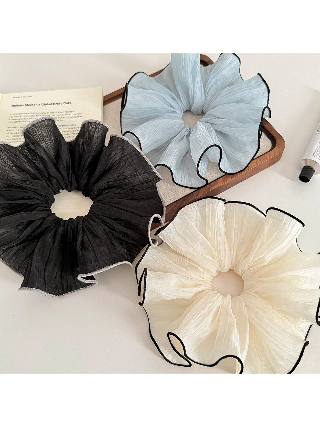 Gifty - Pleated Ruffle Edge Chiffon Scrunchie