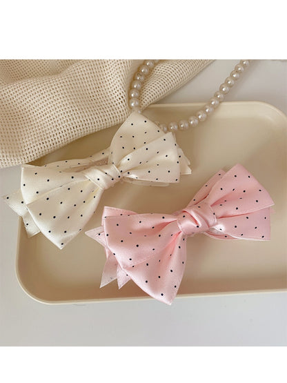 Beau - Polka Dot Satin Bow Hair Clip