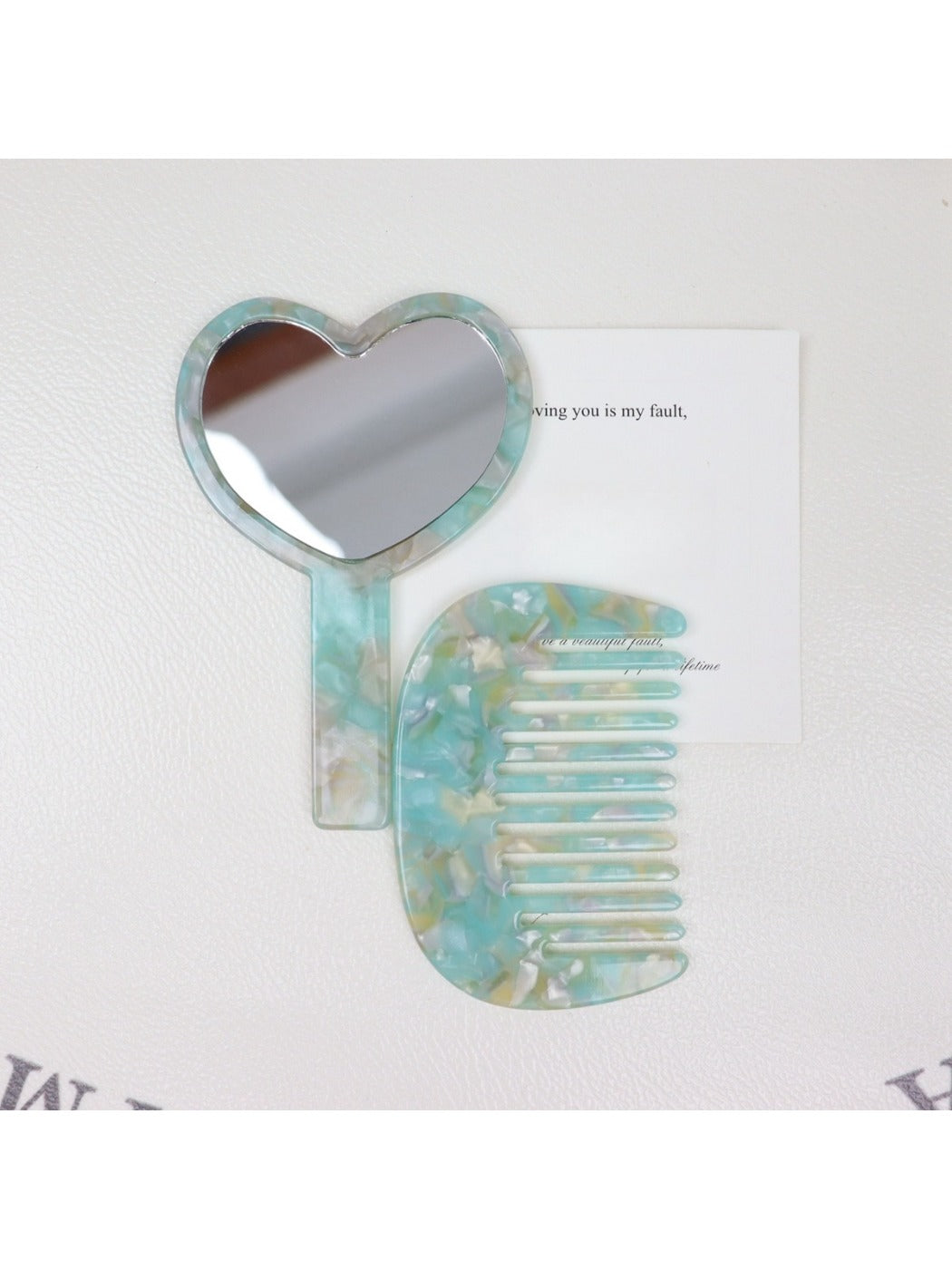 Mirroray - Acetic Acid Plate Makeup Mirror Comb Set