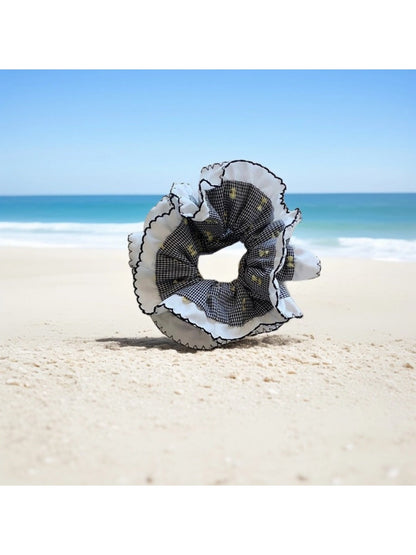 Gifty - Double-Layer Ruffled Gingham Scrunchie
