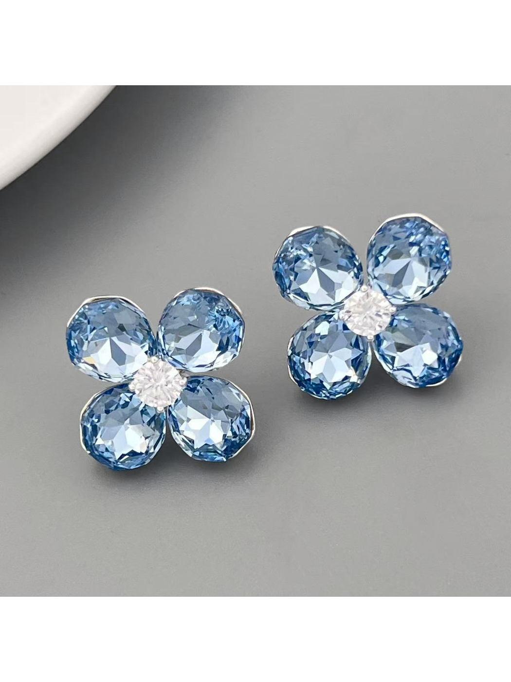 Earedge - Iridescent Four Petal Flower Stud Earrings