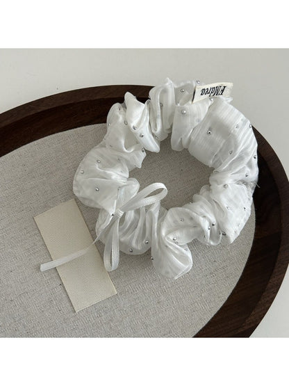 Multiple Gifty Sweet Bow Stripe Scrunchies stacked showing consistent striped design