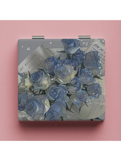 Mirroray - Aesthetic Blue Rose Pattern Vanity Mirror