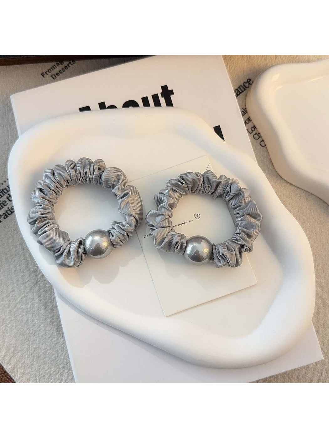 Gifty - High Elastic Ruffle Trim Decorative Hair Tie