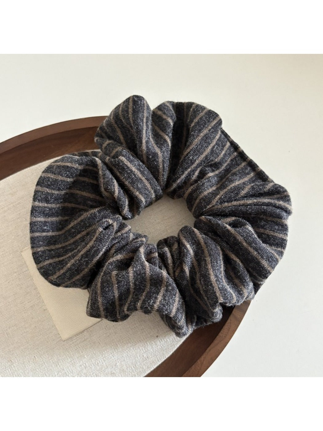 Gifty elegant dark striped scrunchie styled with casual outfit