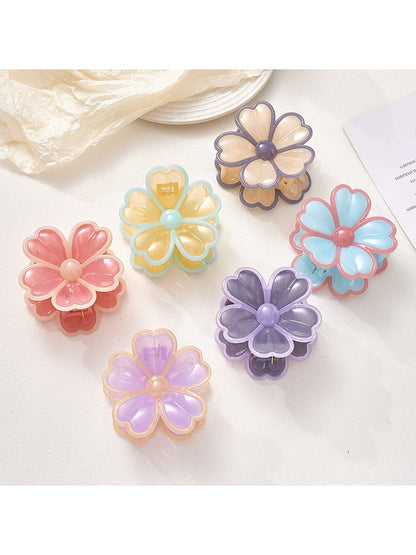 Beau - Glossy Petal Flower Plastic Hair Claw Clip