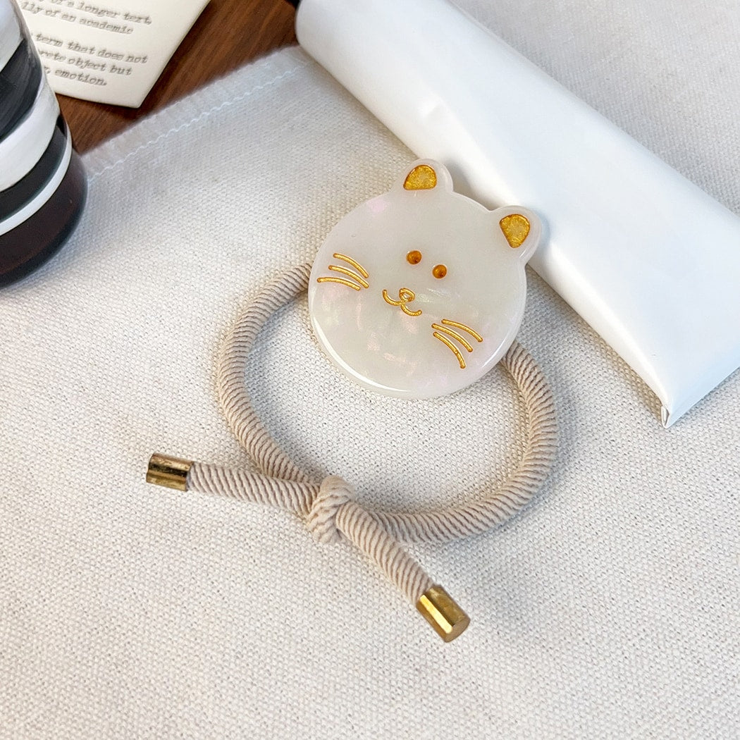 Gifty - Round Disc Cat Motif High Elasticity Hair Tie