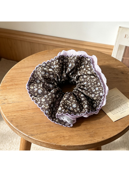 Gifty - Floral Lace Trim Large Hair Scrunchie