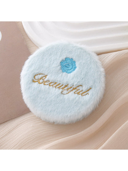 Mirroray - Circular Embroidered Plush Makeup Mirror