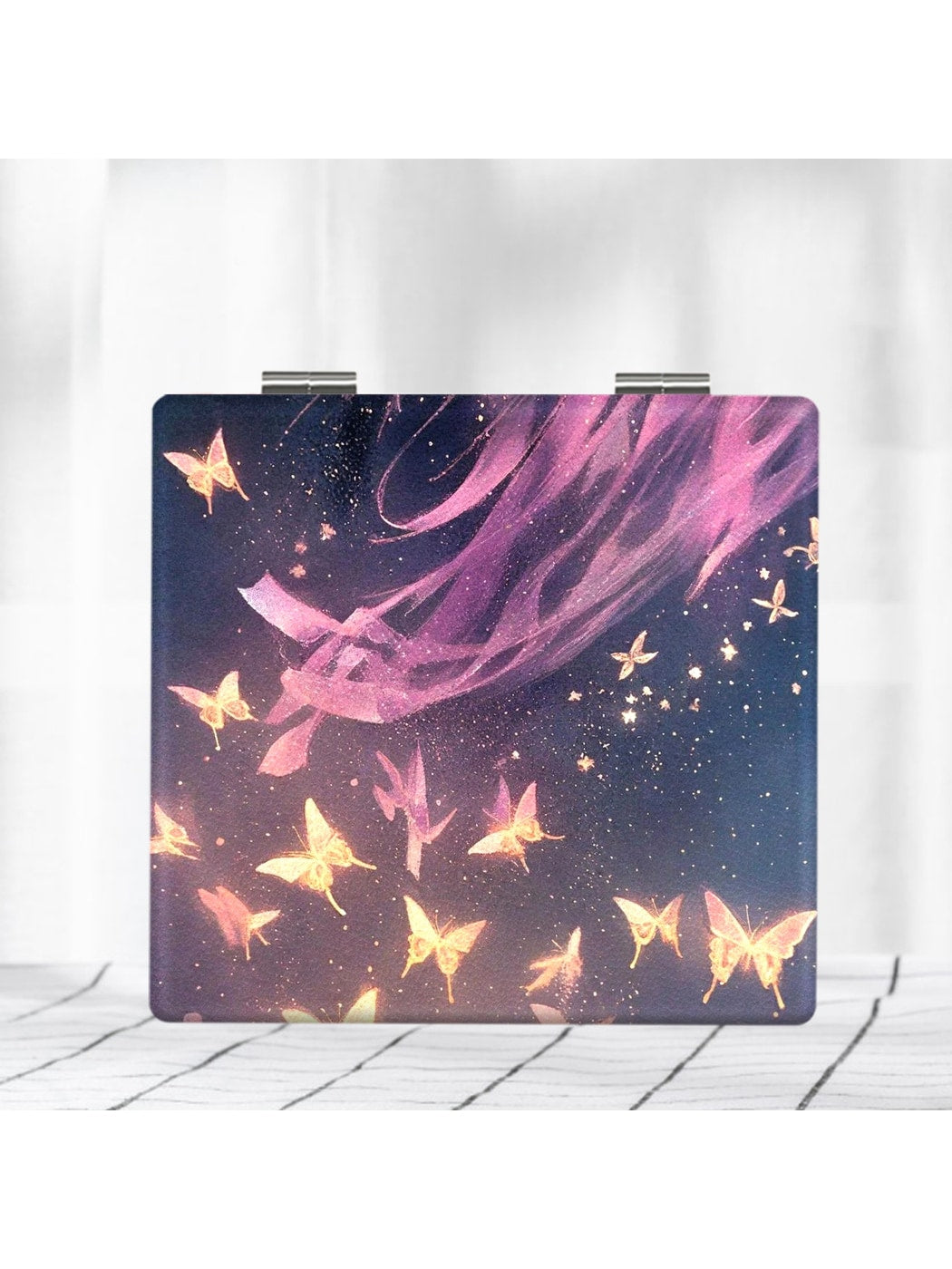 Mirroray - Retro Butterfly Print Folding Makeup Mirror
