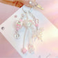 Heart shaped butterfly charm keychain with silver metal ring on white background
