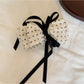 Beau - Heart Print Layered Bow Ribbon Banana Clip