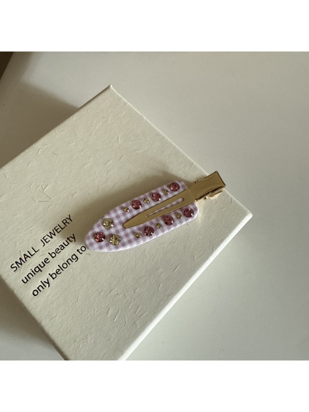 Beau - Bow Checkered Acetate Alloy Hair Clip