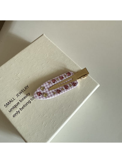 Beau - Bow Checkered Acetate Alloy Hair Clip