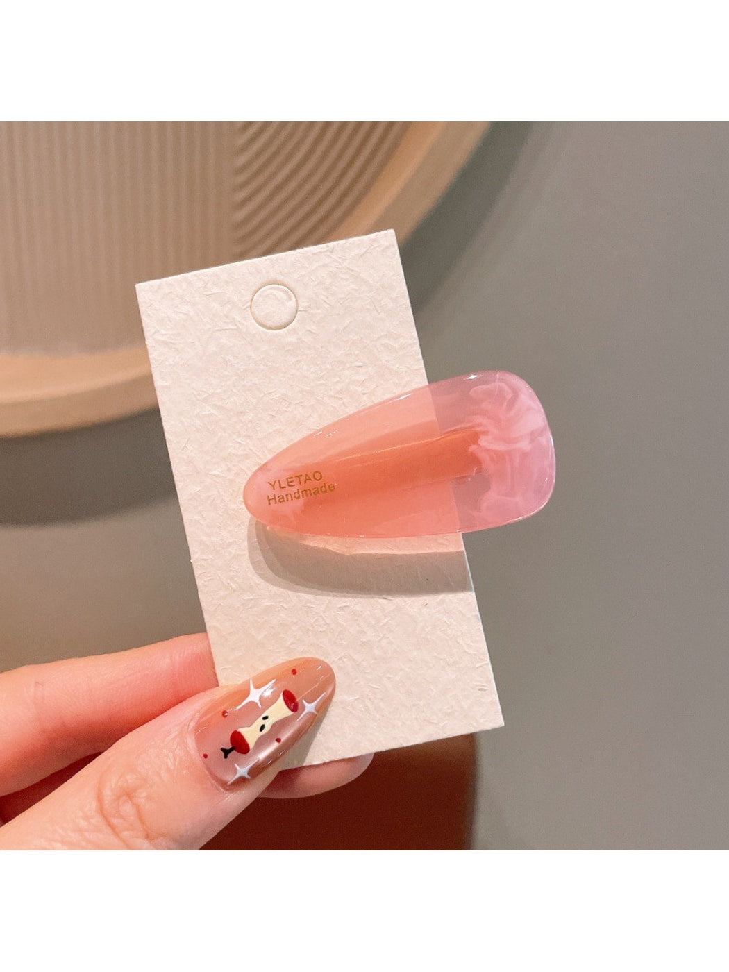 Beau - Oval Acetate Fiber Barrette Style Hair Clip
