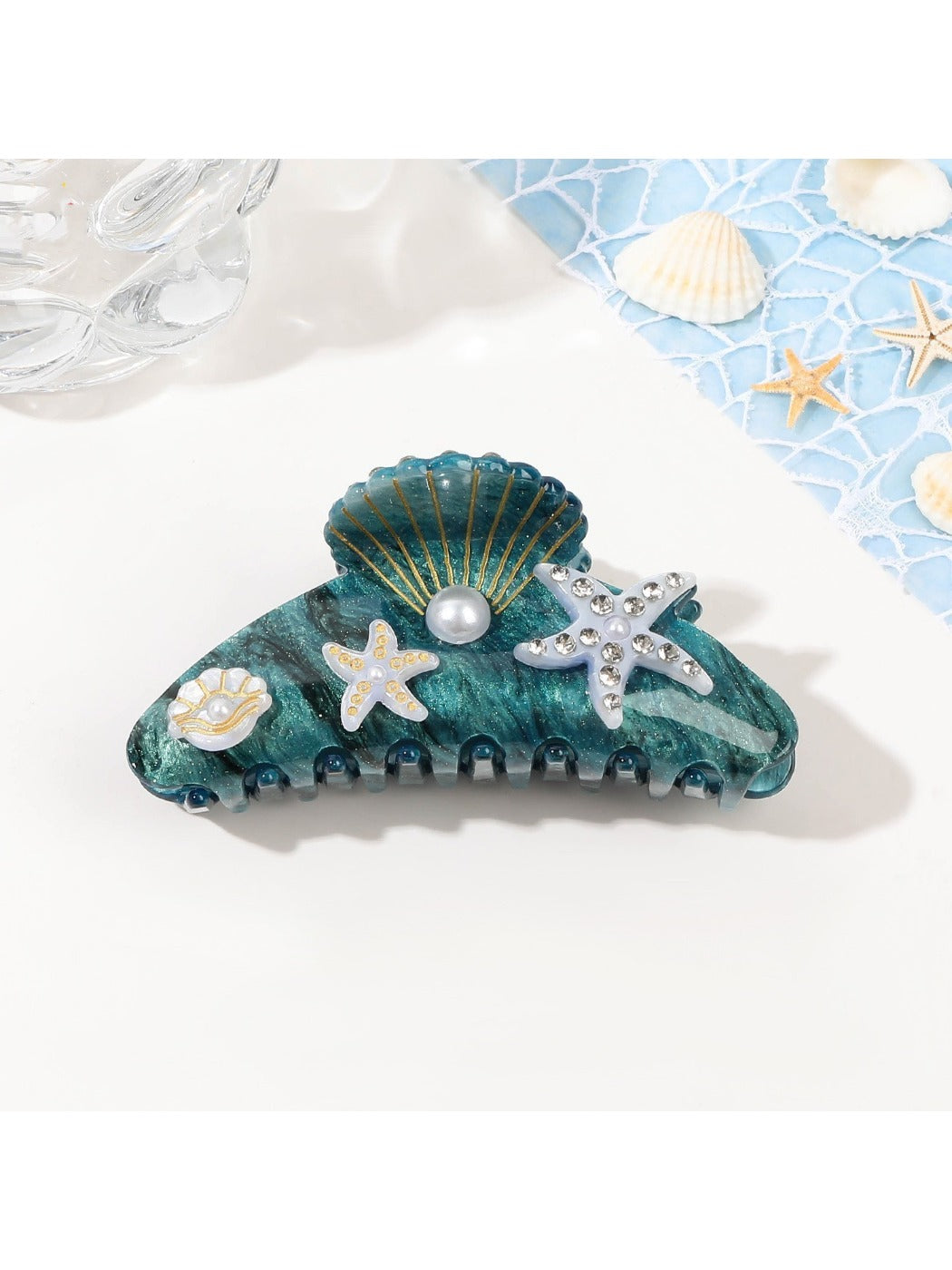 Beau - Ocean Acrylic Hair Claw with Rhinestones
