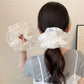 Gifty - Ruffled Lace Embroidery Ponytail Hair Scrunchie