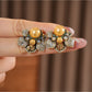 Earedge - Retro Flower Detail Alloy Stud Earrings