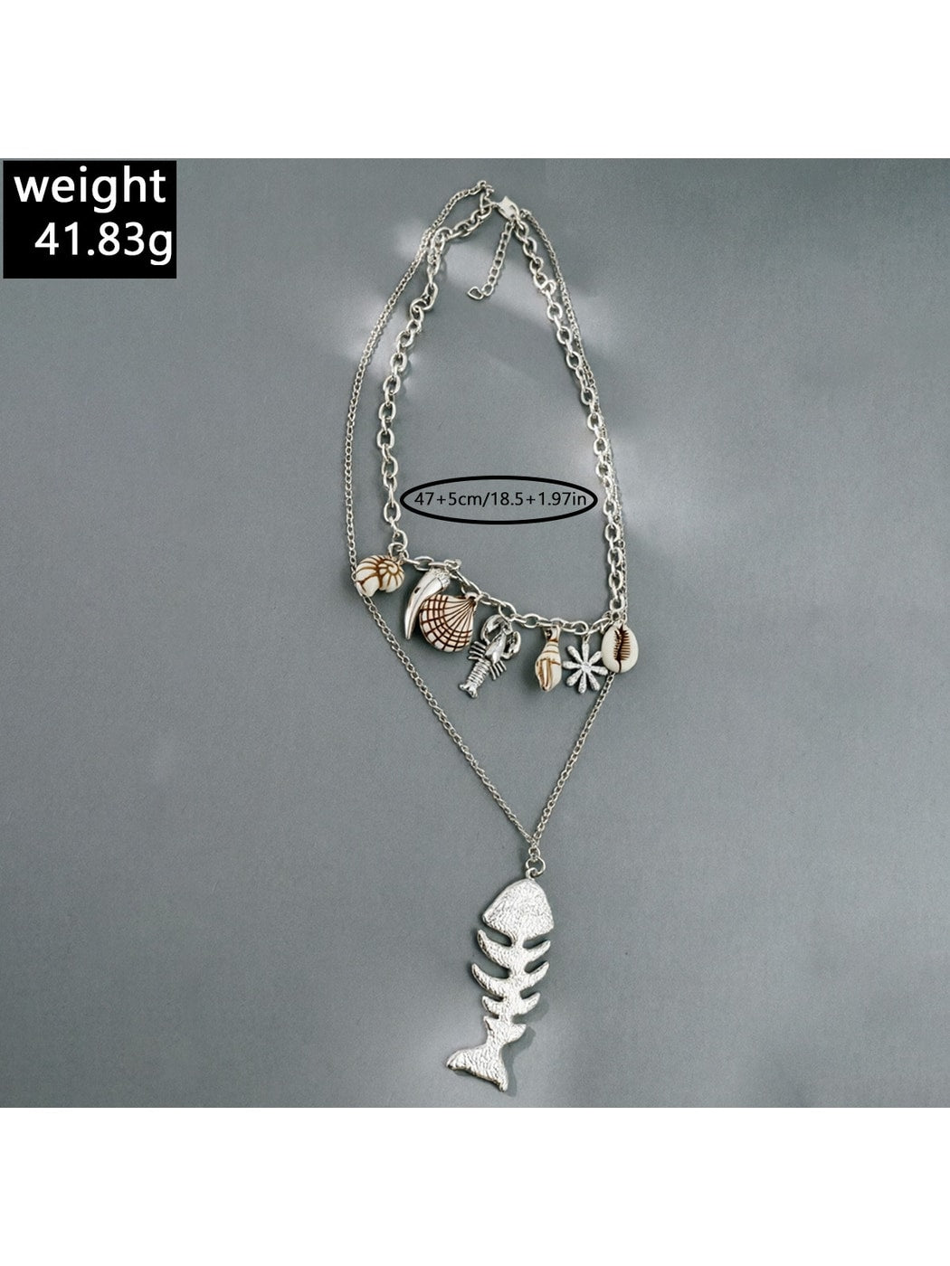 Nozari - Retro Distressed Ocean Charm Layered Necklace