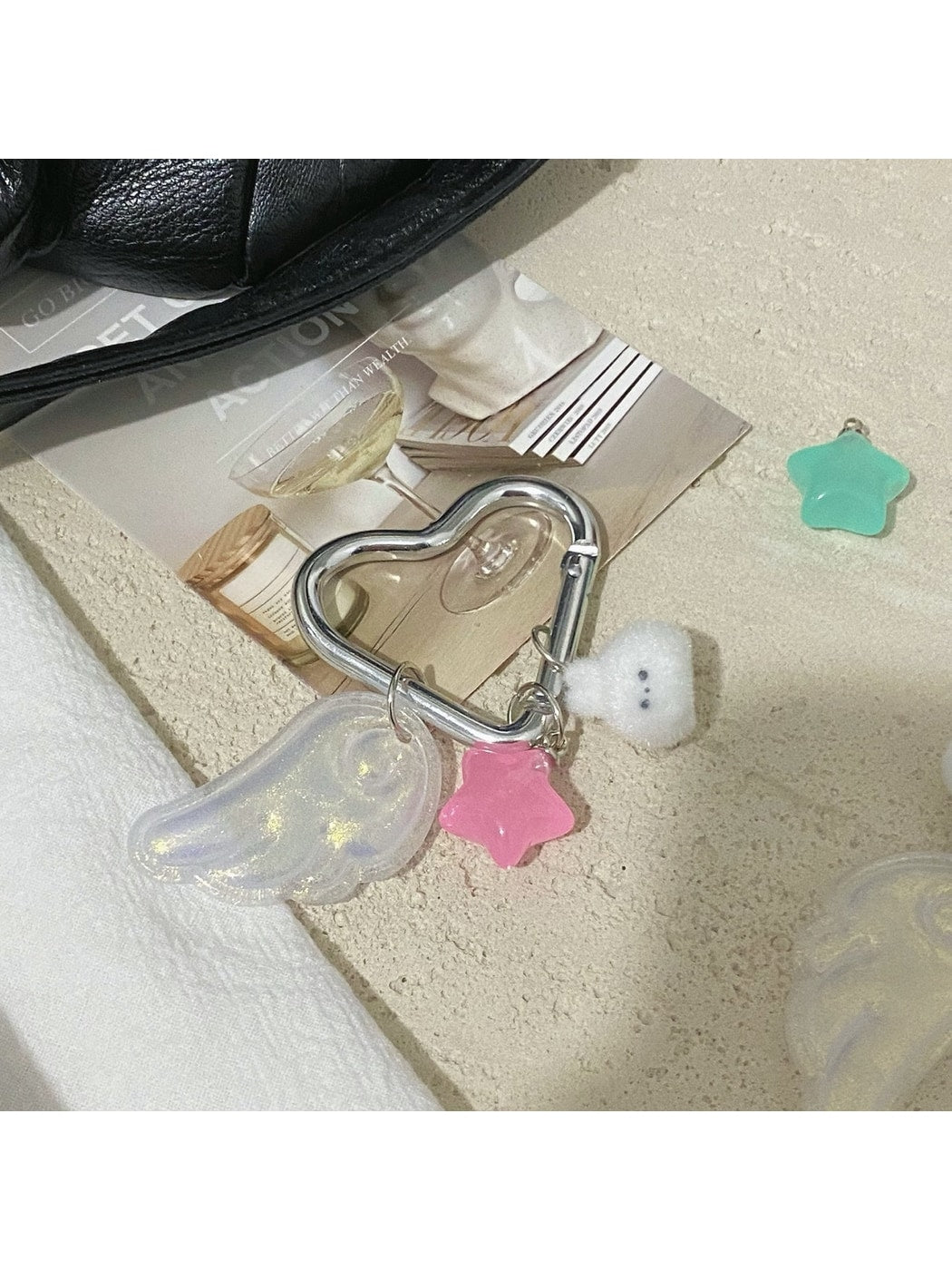 Keypus - Acrylic Bunny Angel Wing Star Bag Charm Keychain