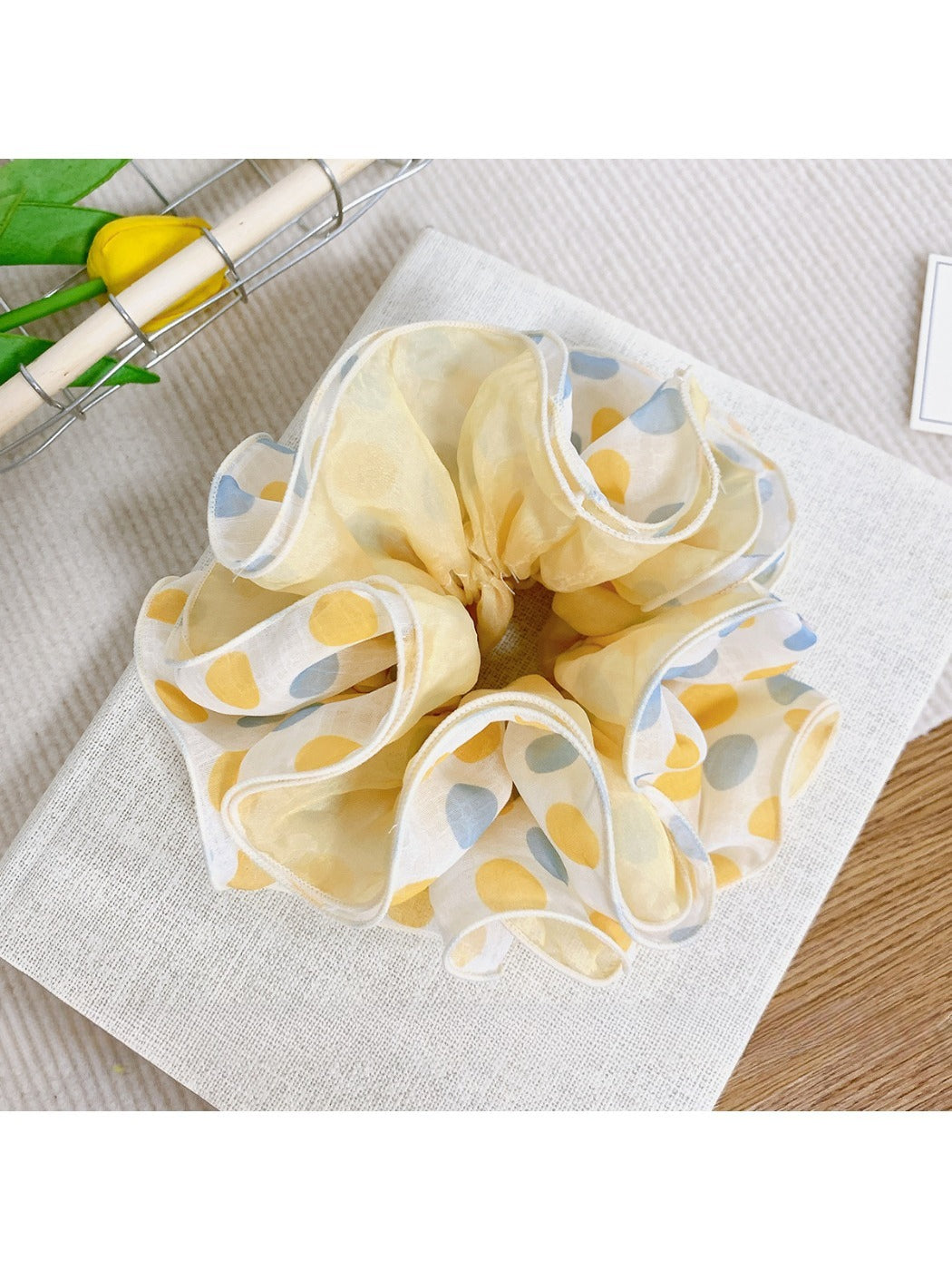 Gifty - Cream Yellow Polka Dot Hair Circle