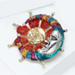 Brovia - Irregular Textured Star Moon Pin Brooch