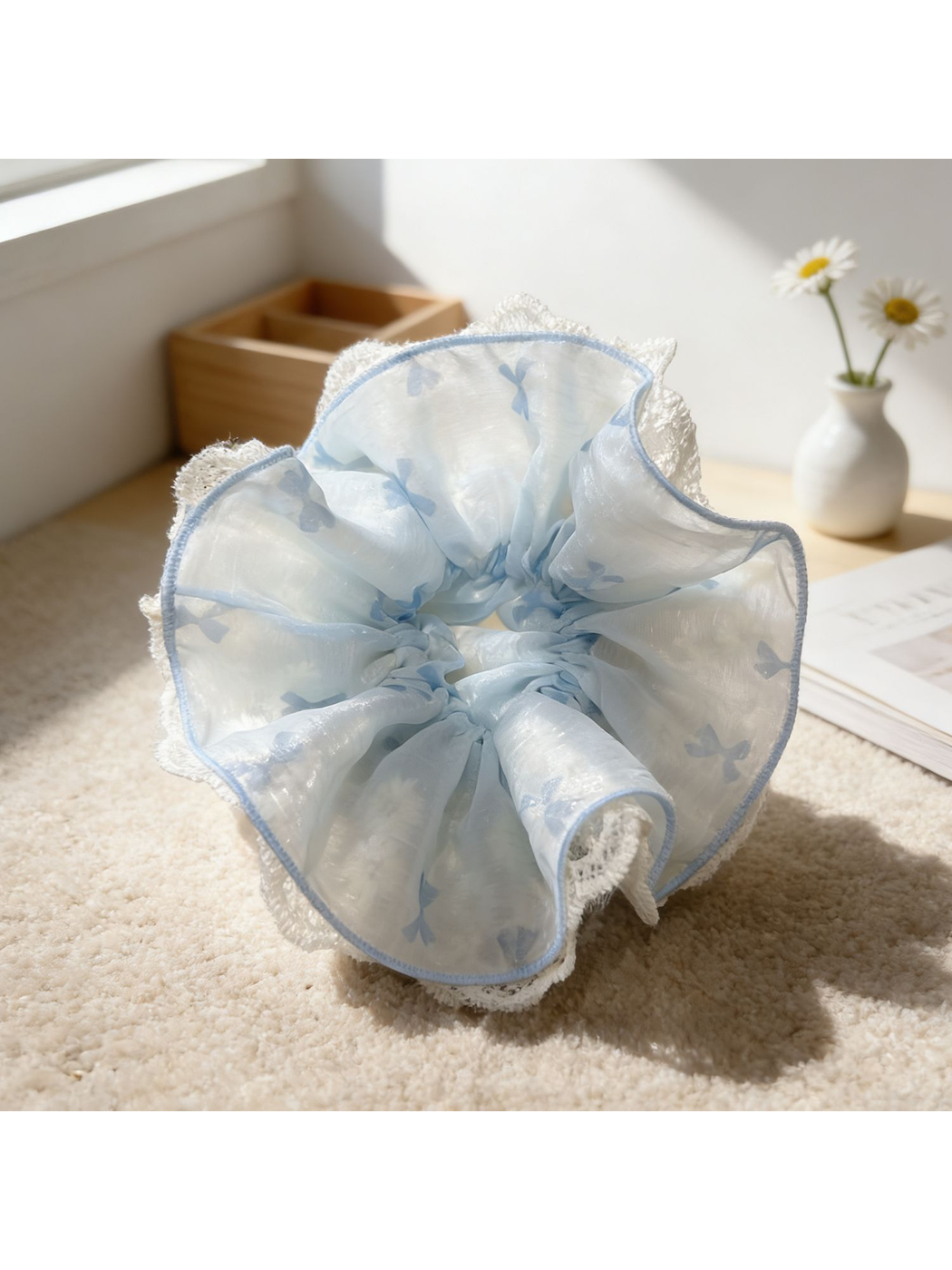 Gifty - Layered Lace Trim Sheer Scrunchie