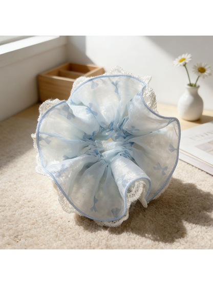 Gifty - Layered Lace Trim Sheer Scrunchie