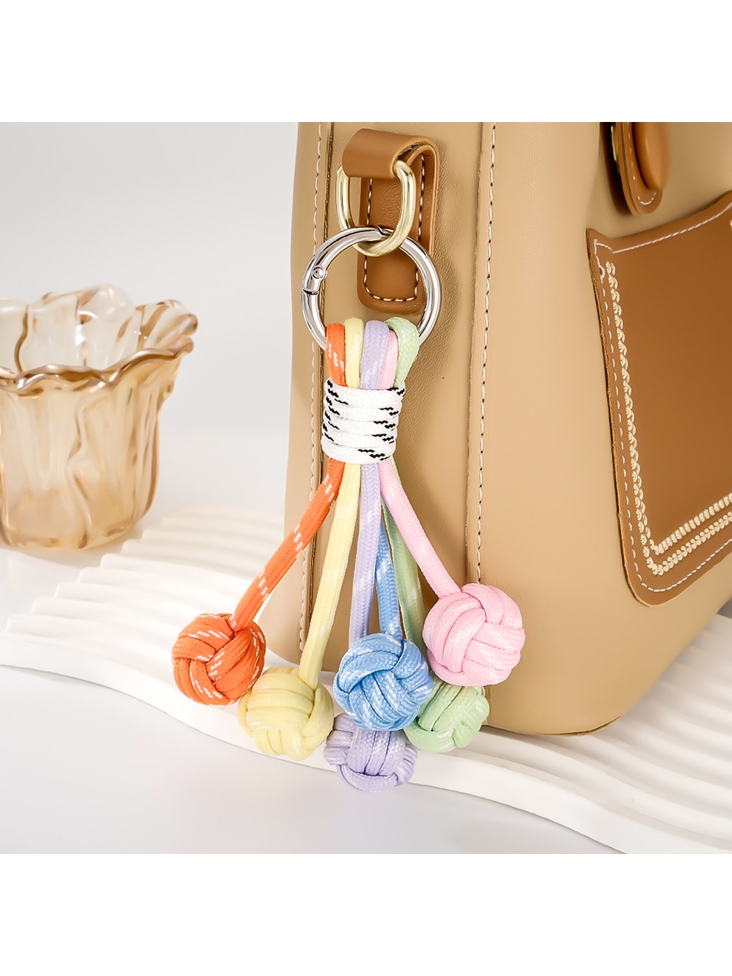 Keypus - Colorful Round Nylon Woven Ball Bag Charm