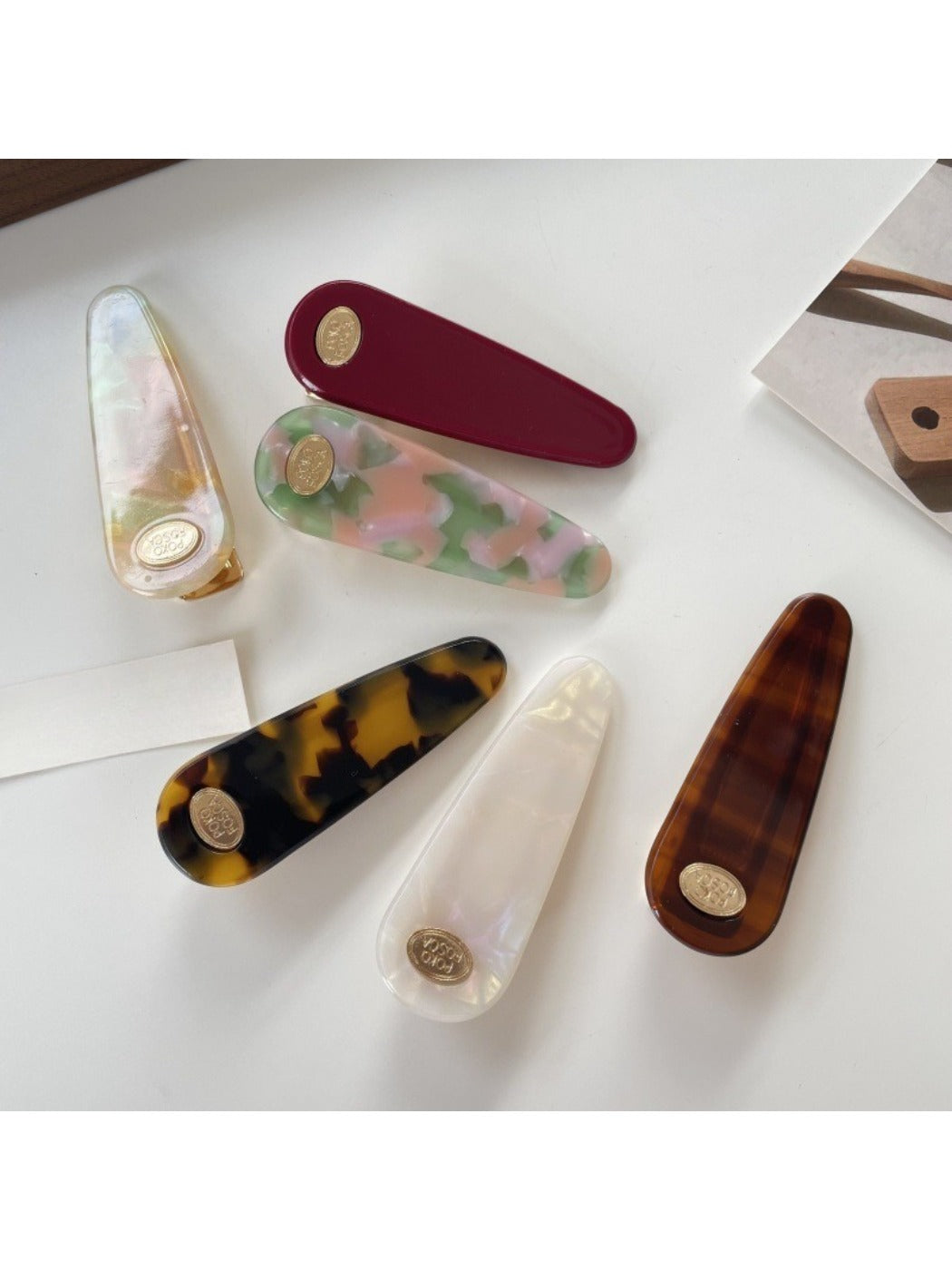 Beau - Water Droplet Type Acetate Hair Clip