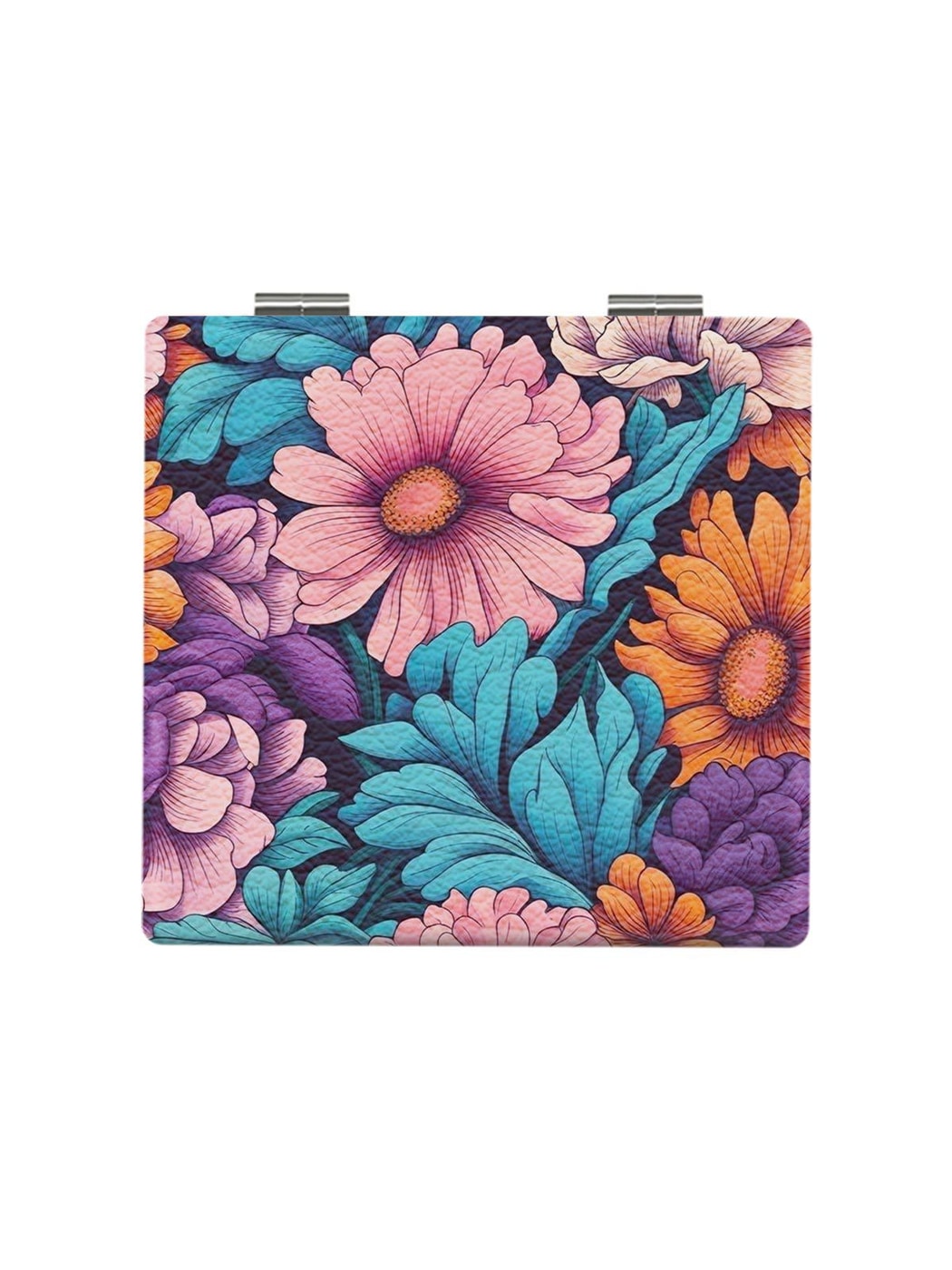 Mirroray - Bright Floral Print Foldable Portable Makeup Mirror