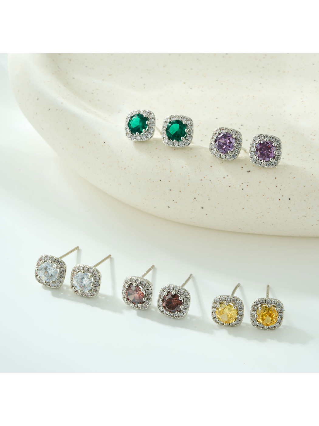 Earedge - Minimal Geometric Square Alloy Stud Earrings