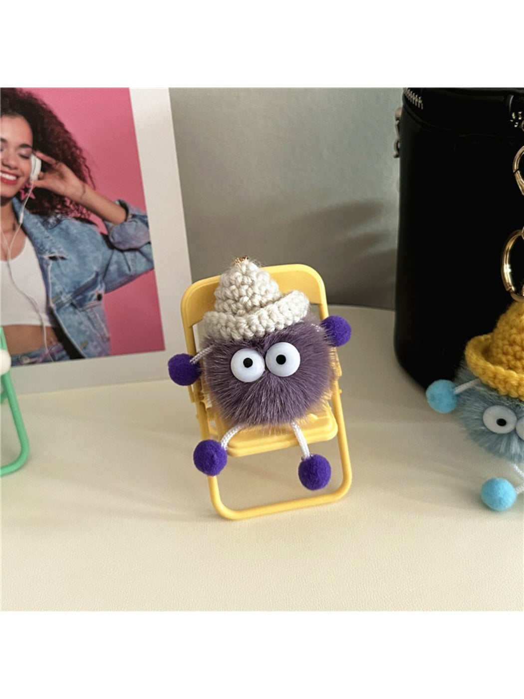 Keypus - Adorable Pompom Bag Charm Keychain