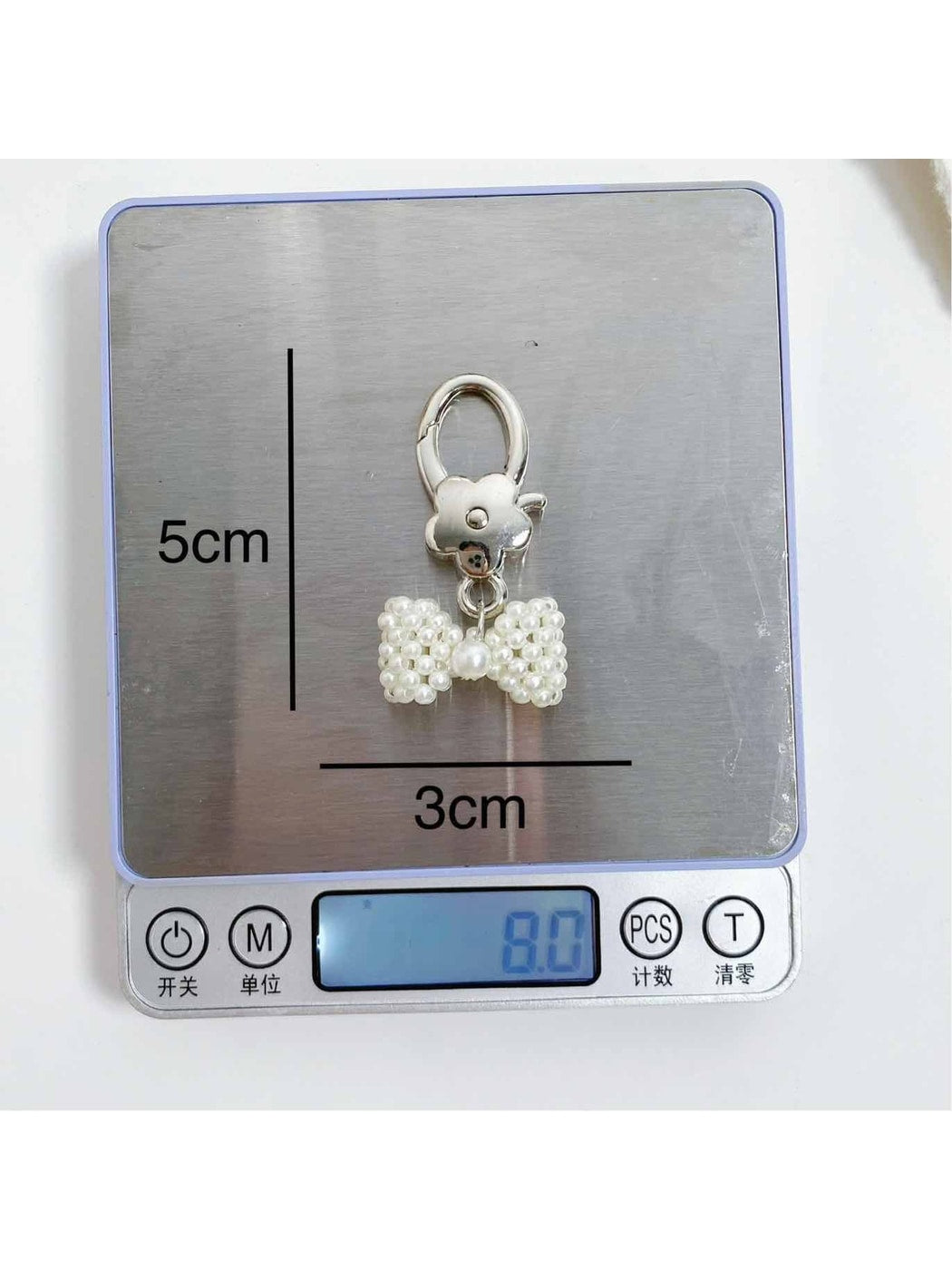 Keypus - Beaded Bow Flower Charm Alloy Keychain
