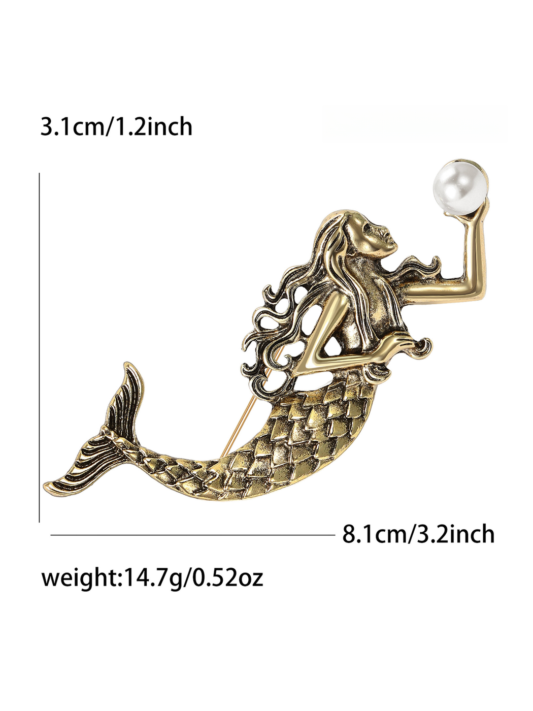Brovia - Vintage Mermaid Figure Alloy Brooch Pin