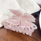 Beau butterfly hair claw clip photographed with soft natural lighting and shadows