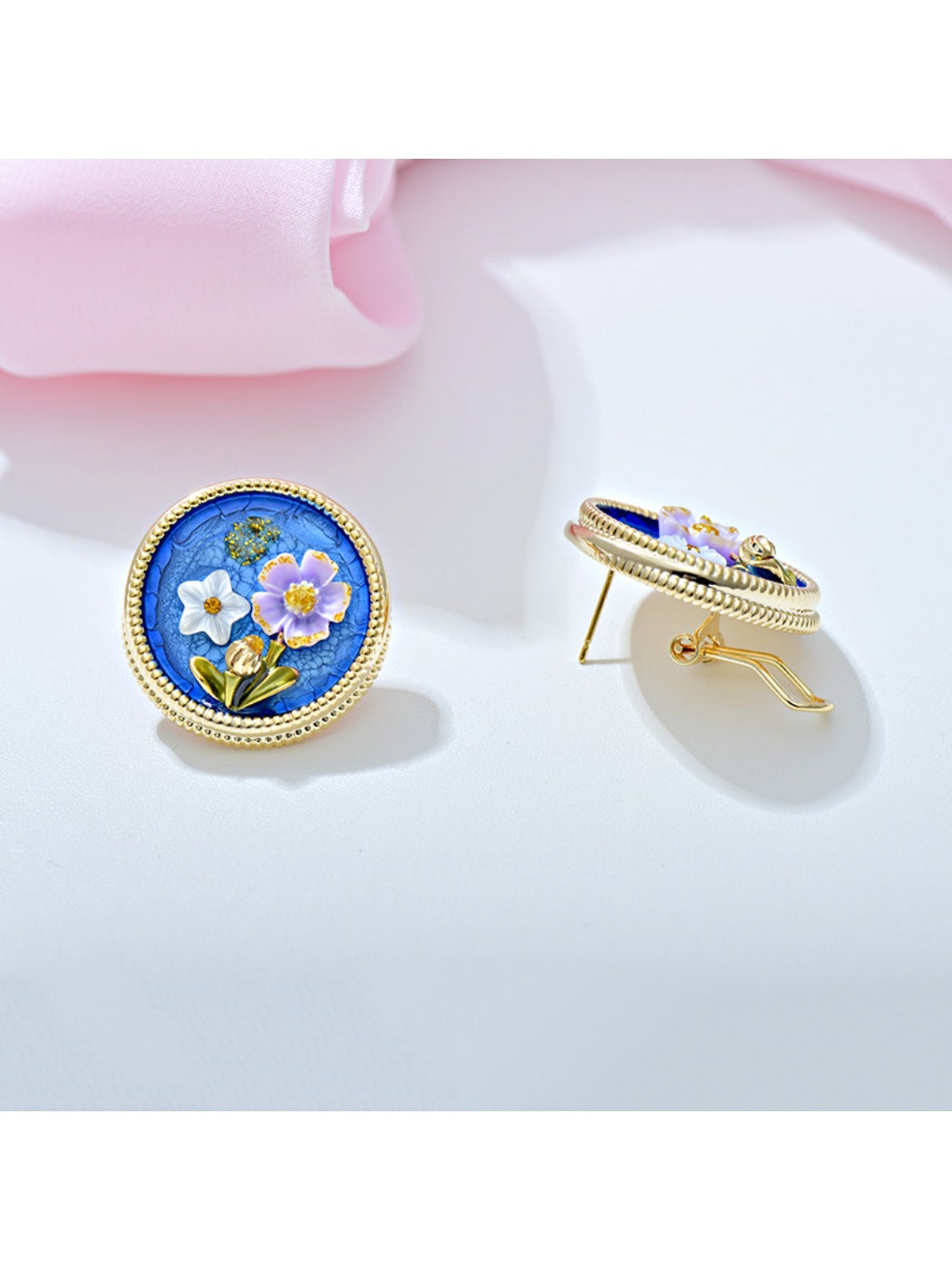 Earedge - Parisian Thin-Wash Floral Stud Earrings