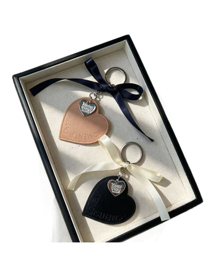 Keypus - Ribbon Accent Heart Pendant Key Ring Keychain