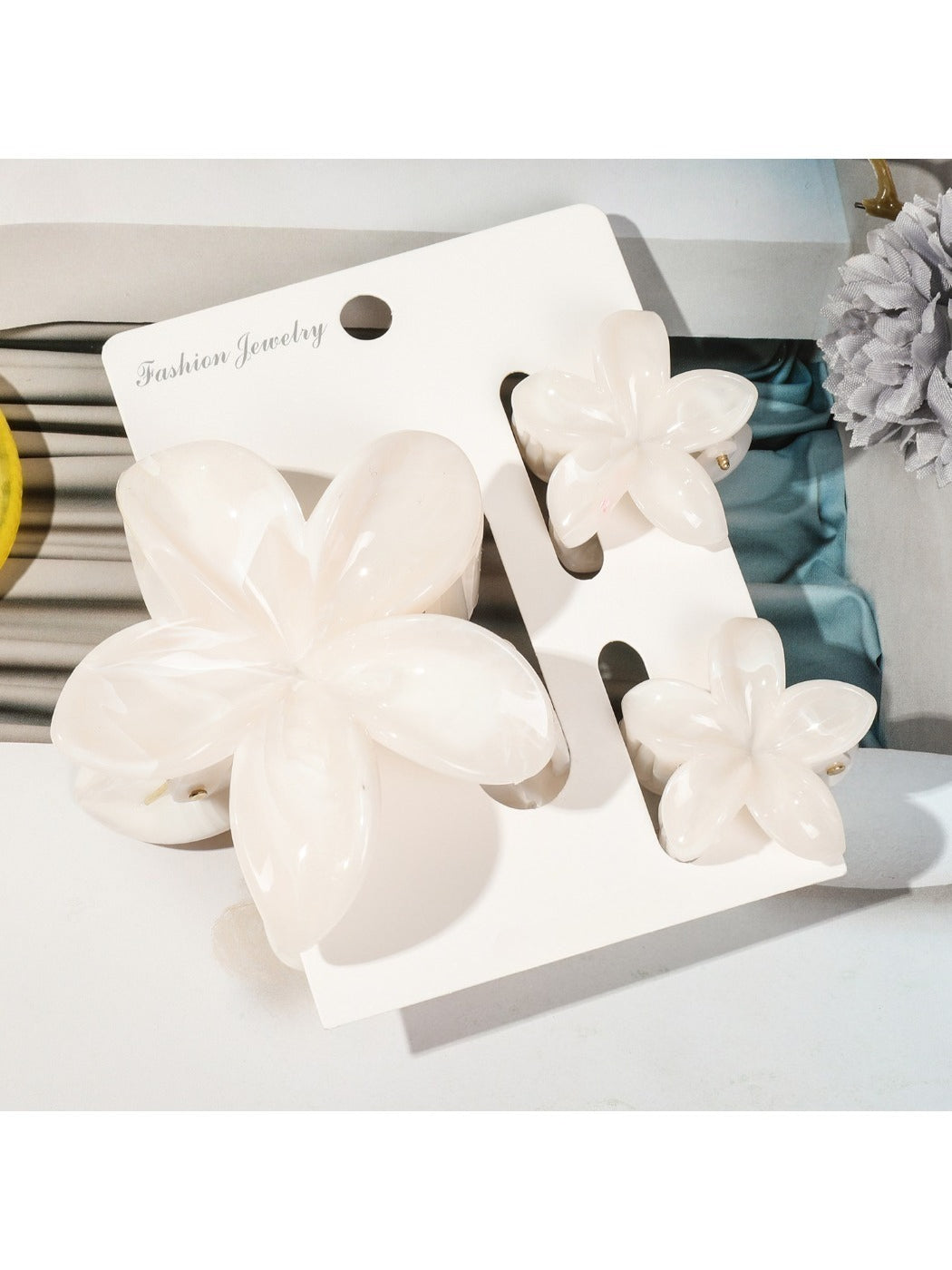 Beau - Marbled Frangipani Hair Clips Set