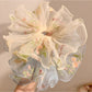 Gifty - Embroidered Sheer Ruffled Polyester Scrunchie