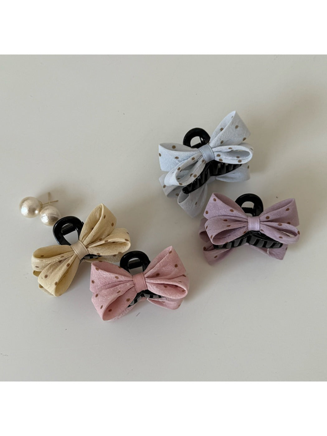 Beau - Polka Dot Bow Hair Claw Clip