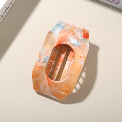 Beau - Marble Pattern Geometric Oval Hair Clip