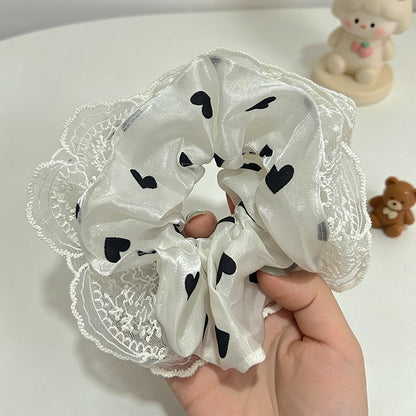 Gifty - Polka Dot Floral Lace Fabric Scrunchie