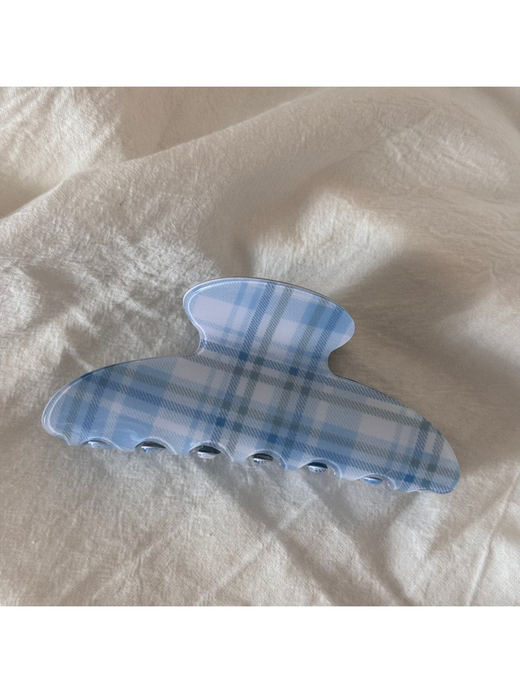 Beau - Plaid Acrylic Semi Circle Hair Claw Clip